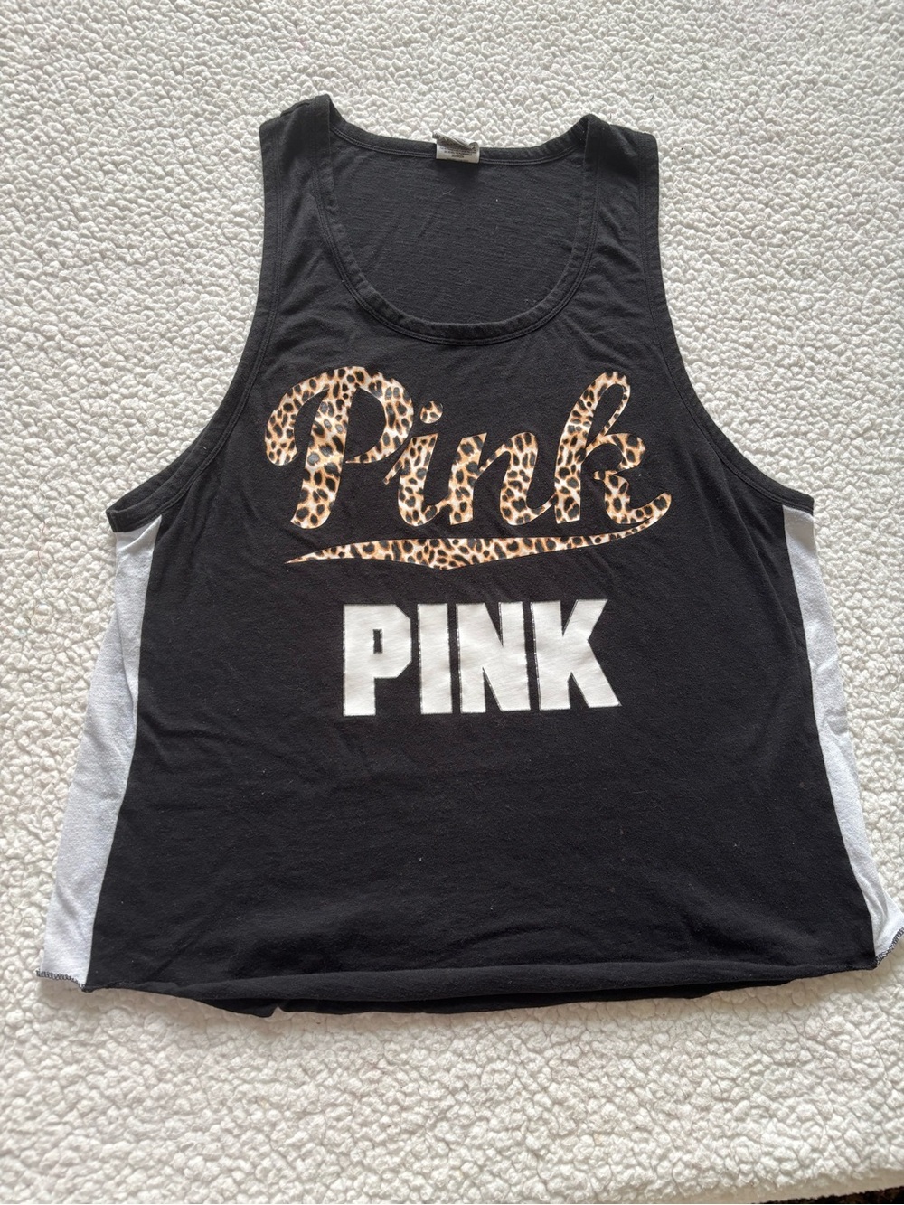 Victoria Secret PINK Leopard Colorblock Tank Top Size L Trashy Y2K Indie Sleaze